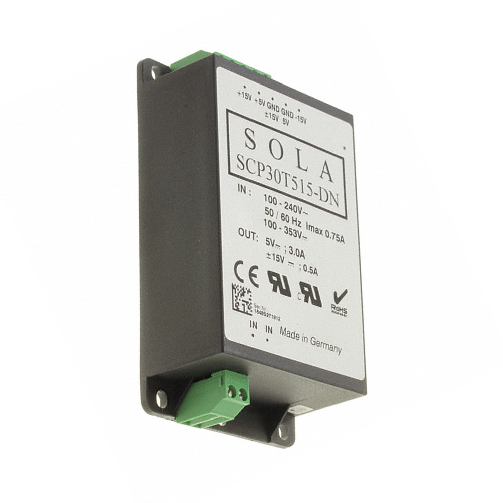 SCP30T515BUDN SOLAHD SCP POWER SUPPLY 30W-5/15V OUT, 85-264V IN, SWITCHING, LOW P, DIN/PANEL MOUNT (SCP 30T515-DN)